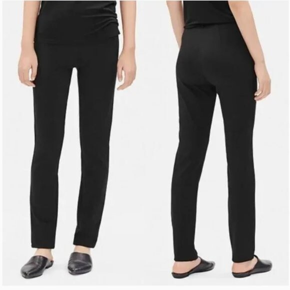 Eileen Fisher Black Stretch Ponte Pull-On Slim Fit Pants Small Officewear Career - Picture 13 of 13